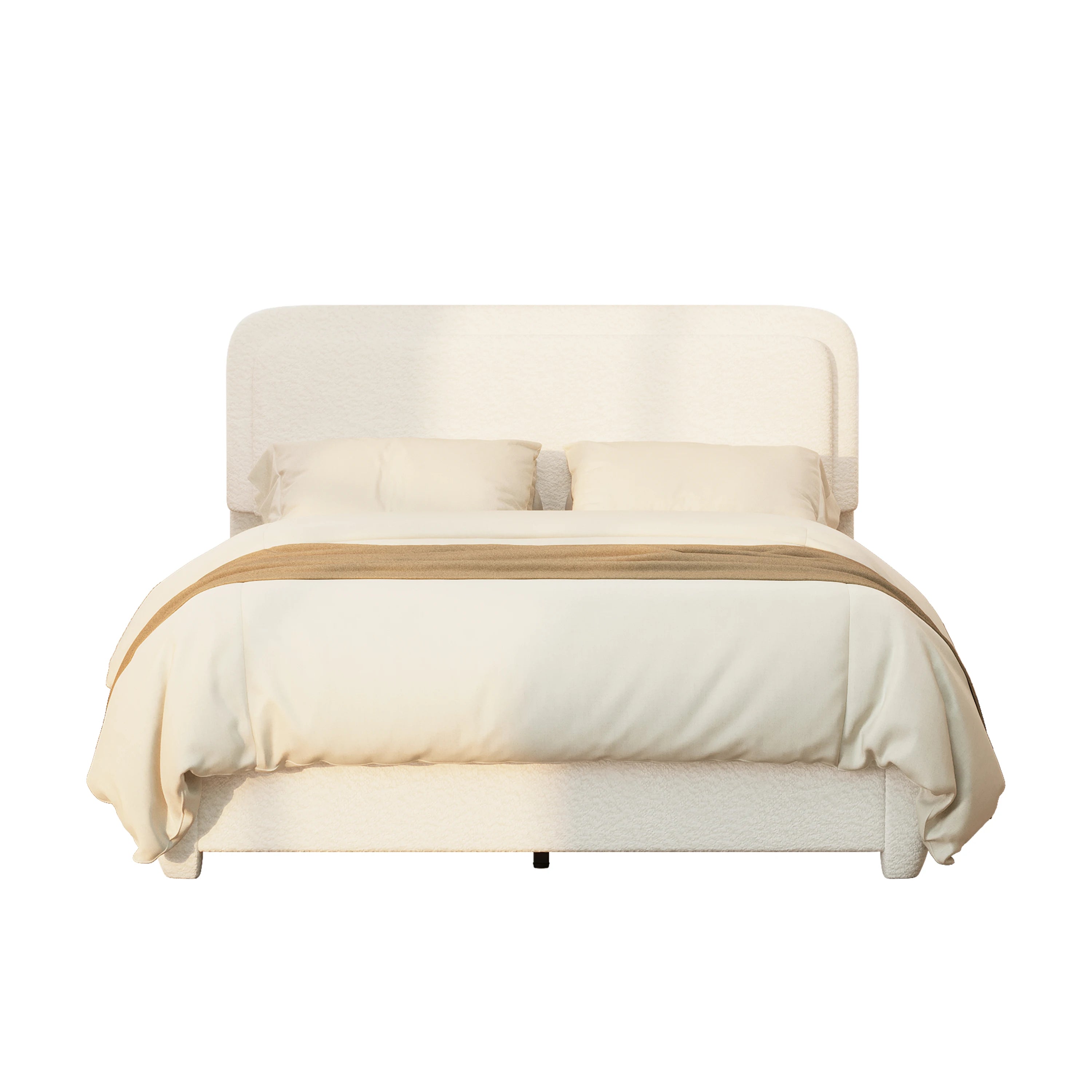 Queen Bed Frame with Adjustable Height Headboard, Modern Platform Bed with Curved Cloud Headboard