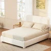 Queen Bed Frame with Adjustable Height Headboard, Modern Platform Bed with Curved Cloud Headboard