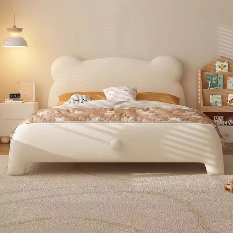 Creative Modern Bear Cute Children's Bed with Plastic Frame and PU Leather Upholstery Durable Storage Design for Kids