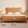 Creative Modern Bear Cute Children's Bed with Plastic Frame and PU Leather Upholstery Durable Storage Design for Kids