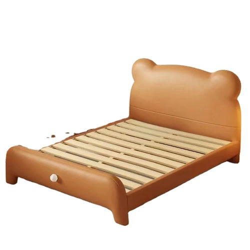Creative Modern Bear Cute Children's Bed with Plastic Frame and PU Leather Upholstery Durable Storage Design for Kids