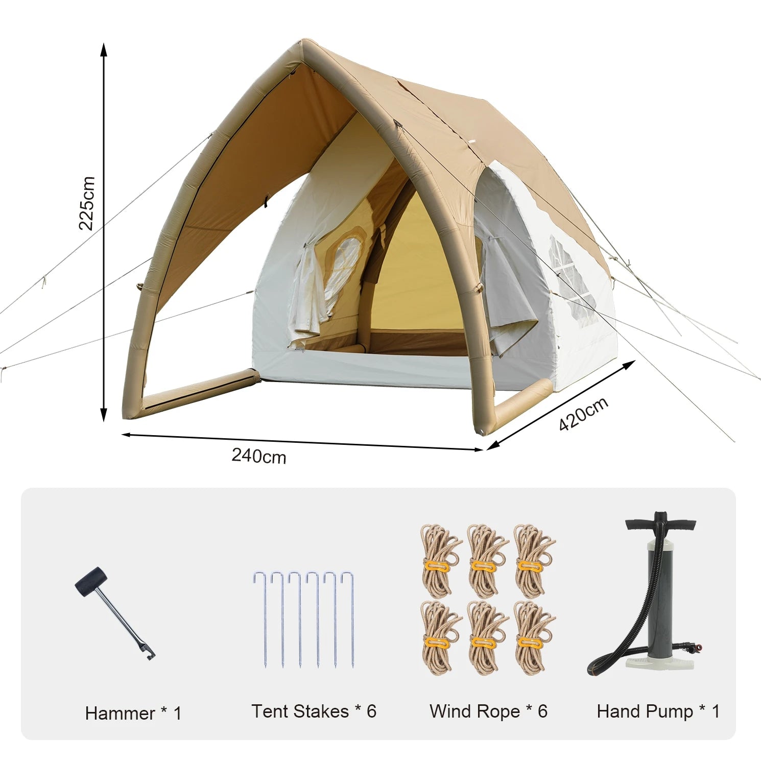 Waterproof air Tent Inflatable Camping Outdoor for 3-4 Person Glamping