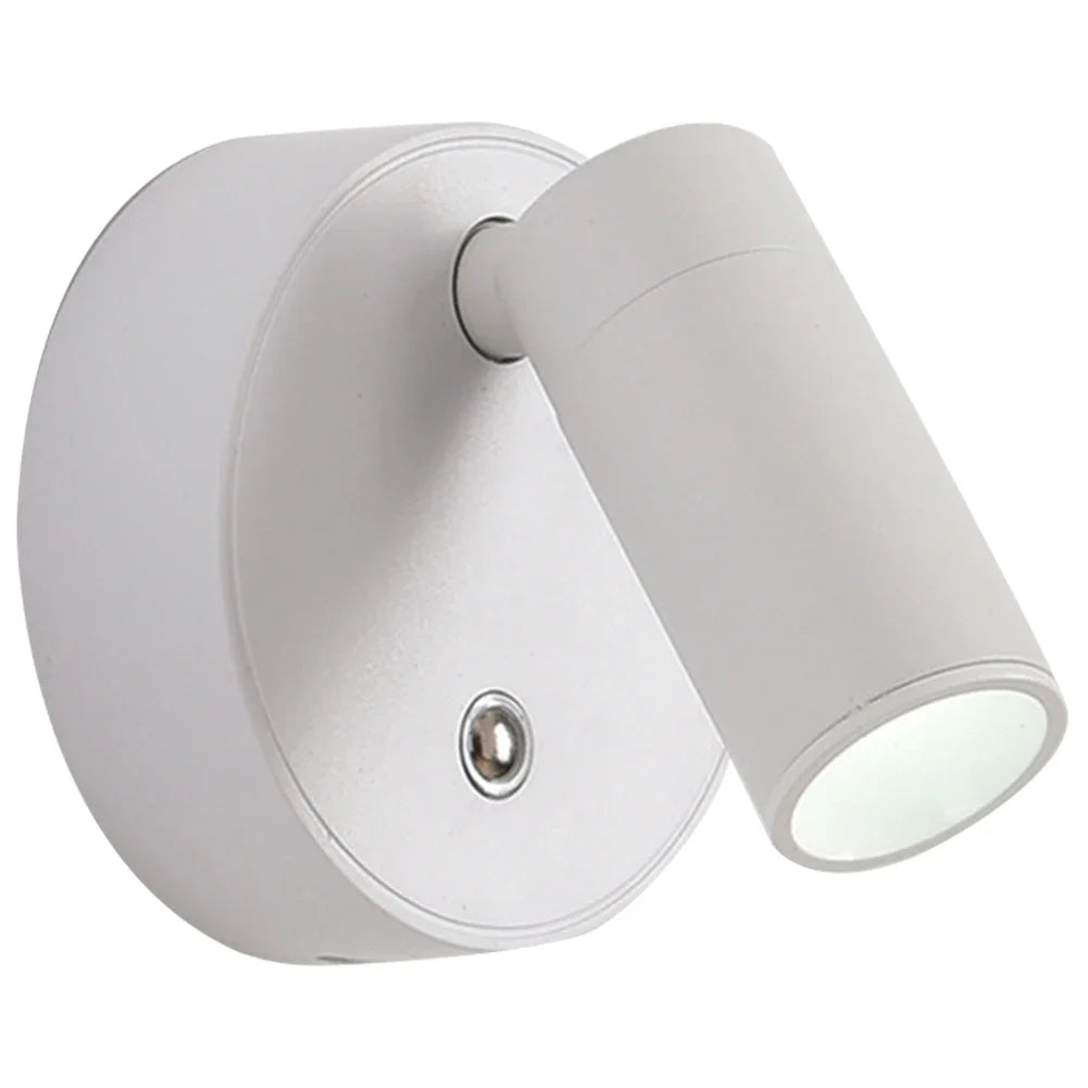Mini Rechargeable Wall Light Black White Simple Three Color Adjustable Bedroom Bathroom Doorway LED Wireless Magnetic Spotlight