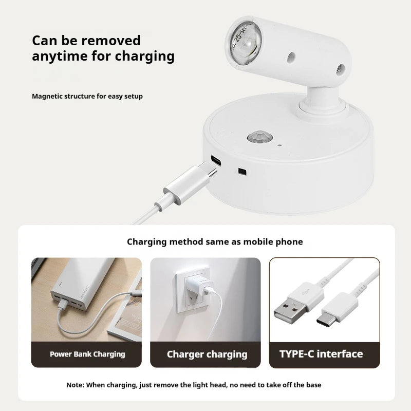 Magnetic Base USB Rechargeable LED Cordless Wall Light Touch Switch Dimmable Bedside Lamp For Reading  Atmosphere Light
