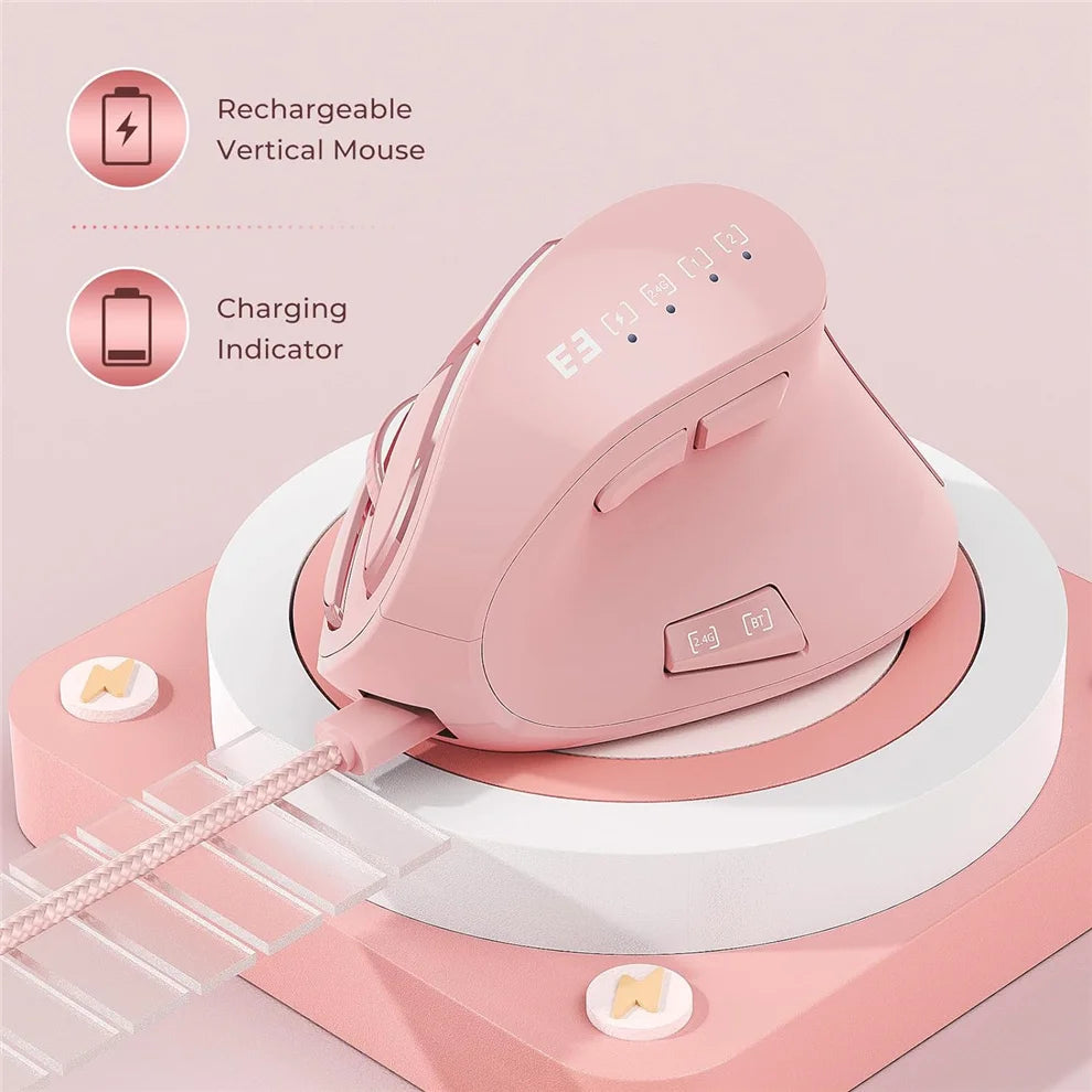 JOMAA 2.4G Wireless Mouse Rechargeable Bluetooth Mouse Ergonomic Vertical Mouse for Mac Windows Laptop Tablet Gaming Mause