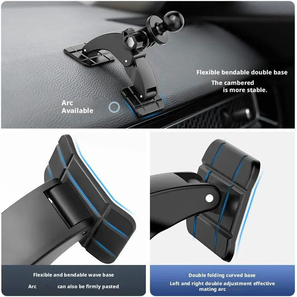 Car Phone Bracket Automobile Dashboard Curved Surface Adhesive Navigation Holder 17mm Ball Head Cellphone Support Accessories