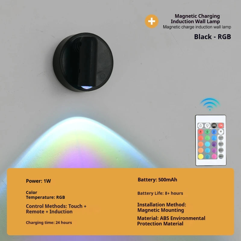 Magnetic Base USB Rechargeable LED Cordless Wall Light Touch Switch Dimmable Bedside Lamp For Reading  Atmosphere Light