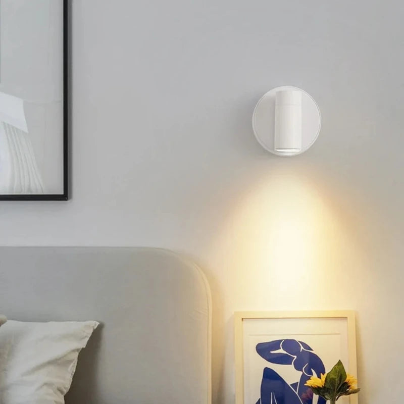 Mini Rechargeable Wall Light Black White Simple Three Color Adjustable Bedroom Bathroom Doorway LED Wireless Magnetic Spotlight