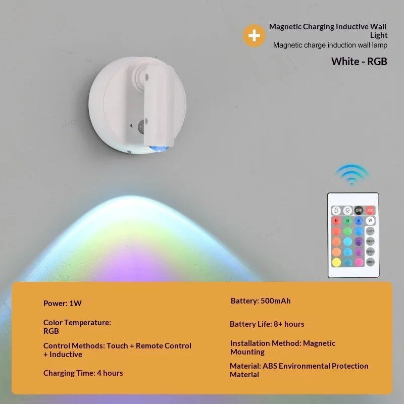 LED light magnetic USB Rechargeable Wall Light Spotlight Motion Sensor Led Reading Light With Touch Switch Dimmable Bedside Lamp
