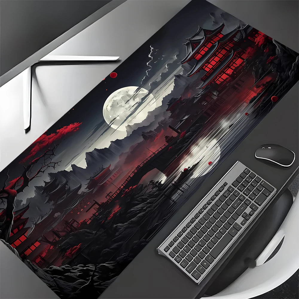 Red and Black Art Landscapes Large Mouse Pad Anti-Slip Durable Desk Mat Offices Accessories Keyboard Mouse Mat Tapis De Bureau