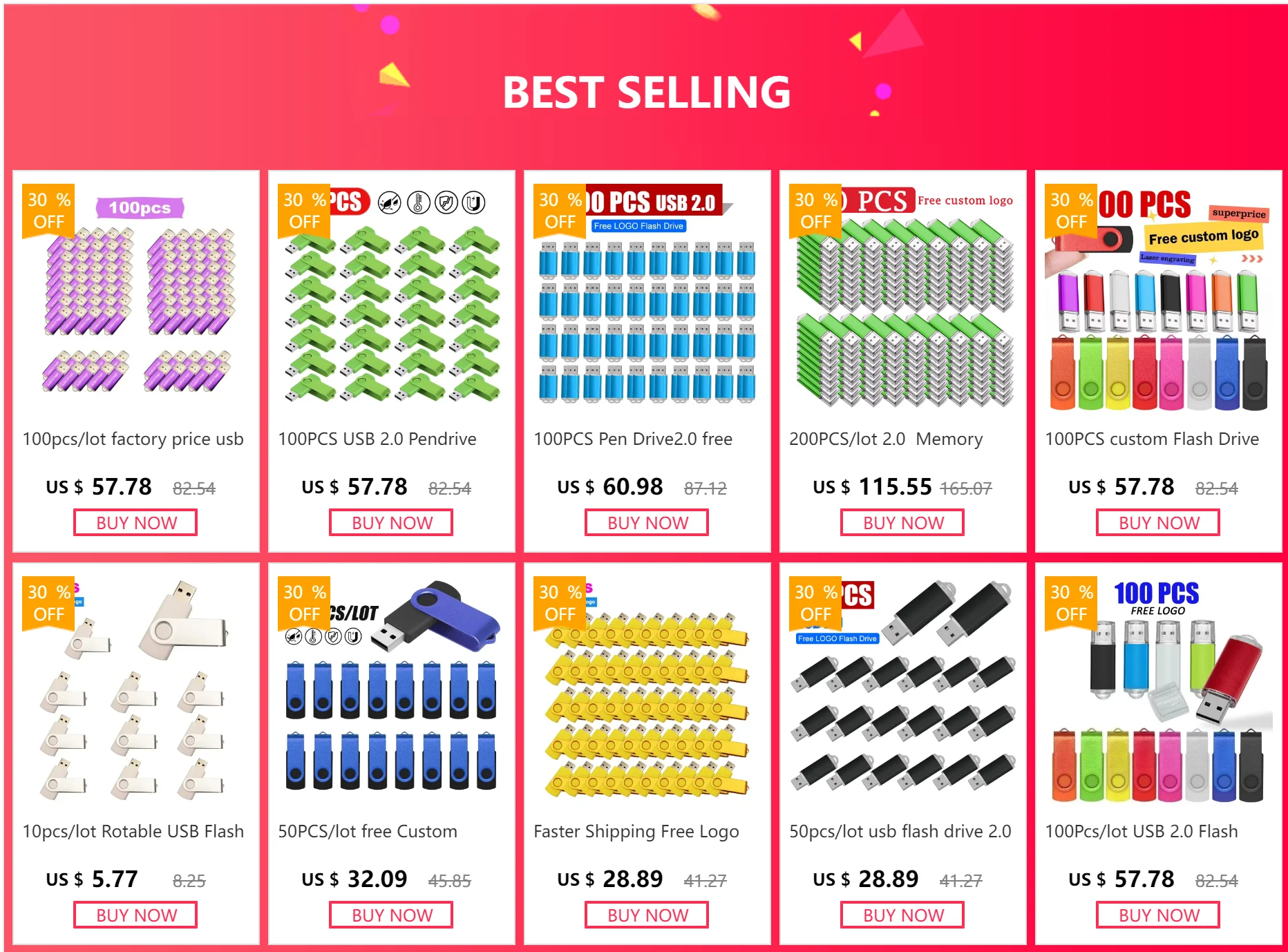 Fashion Rotatable USB 2.0 Flash Drive 128GB 64GB 32GB Colorful High Speed 16GB 8GB Memory Stick Waterproof Flash Disk PenDrive