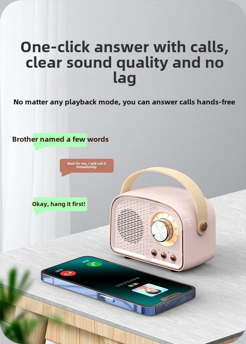 Retro Bluetooth-compatible Speaker Cute Mini Speaker with FM Radio Wireless Speaker with TWS Music Player Hifi Stereo TF USB