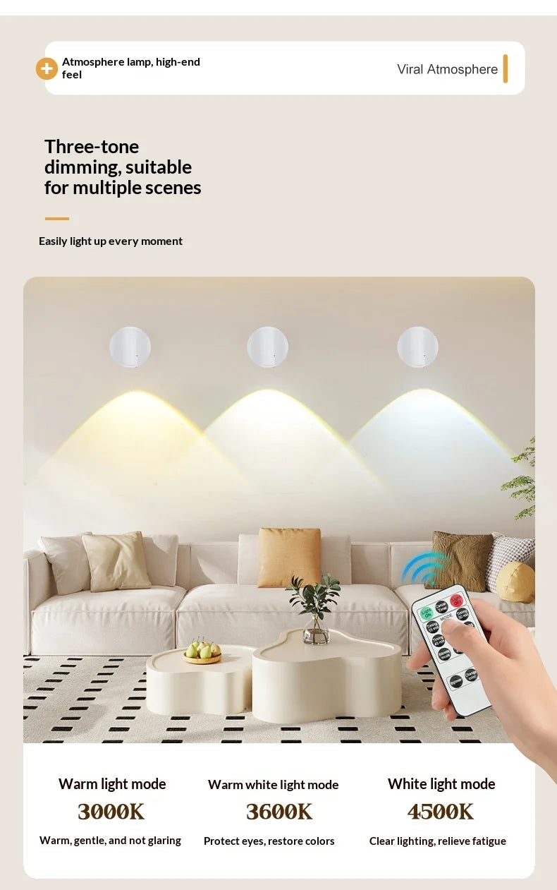 Wall Light LED light magnetic Spotlight Wireless USB Rechargeable No Punch Reading Light With Touch Switch Dimmable Bedside Lamp