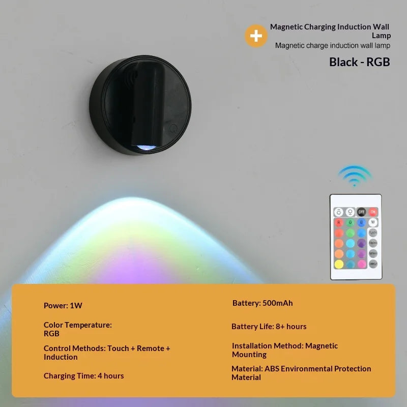 LED light magnetic USB Rechargeable Wall Light Spotlight Motion Sensor Led Reading Light With Touch Switch Dimmable Bedside Lamp