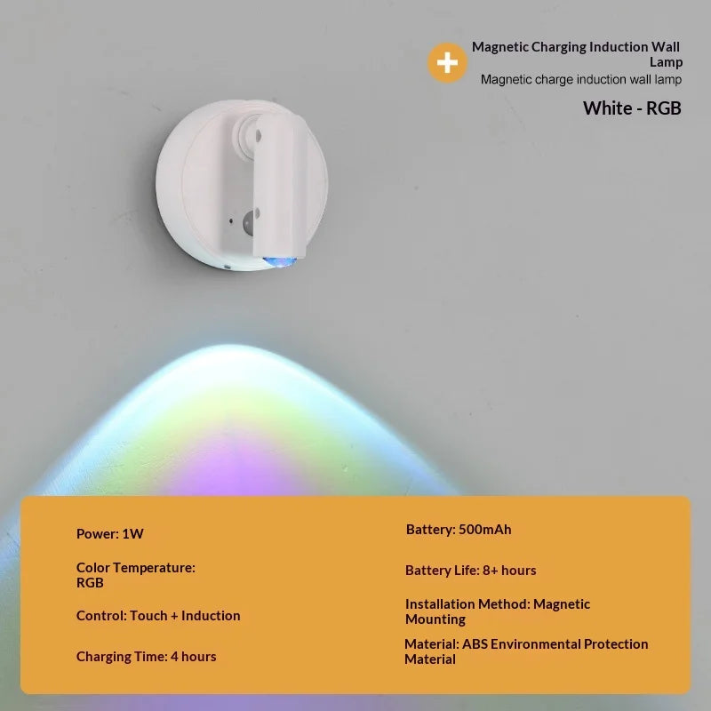 USB Rechargeable Wall Light LED light magnetic Spotlight Wireless No Punch Reading Light With Touch Switch Dimmable Bedside Lamp