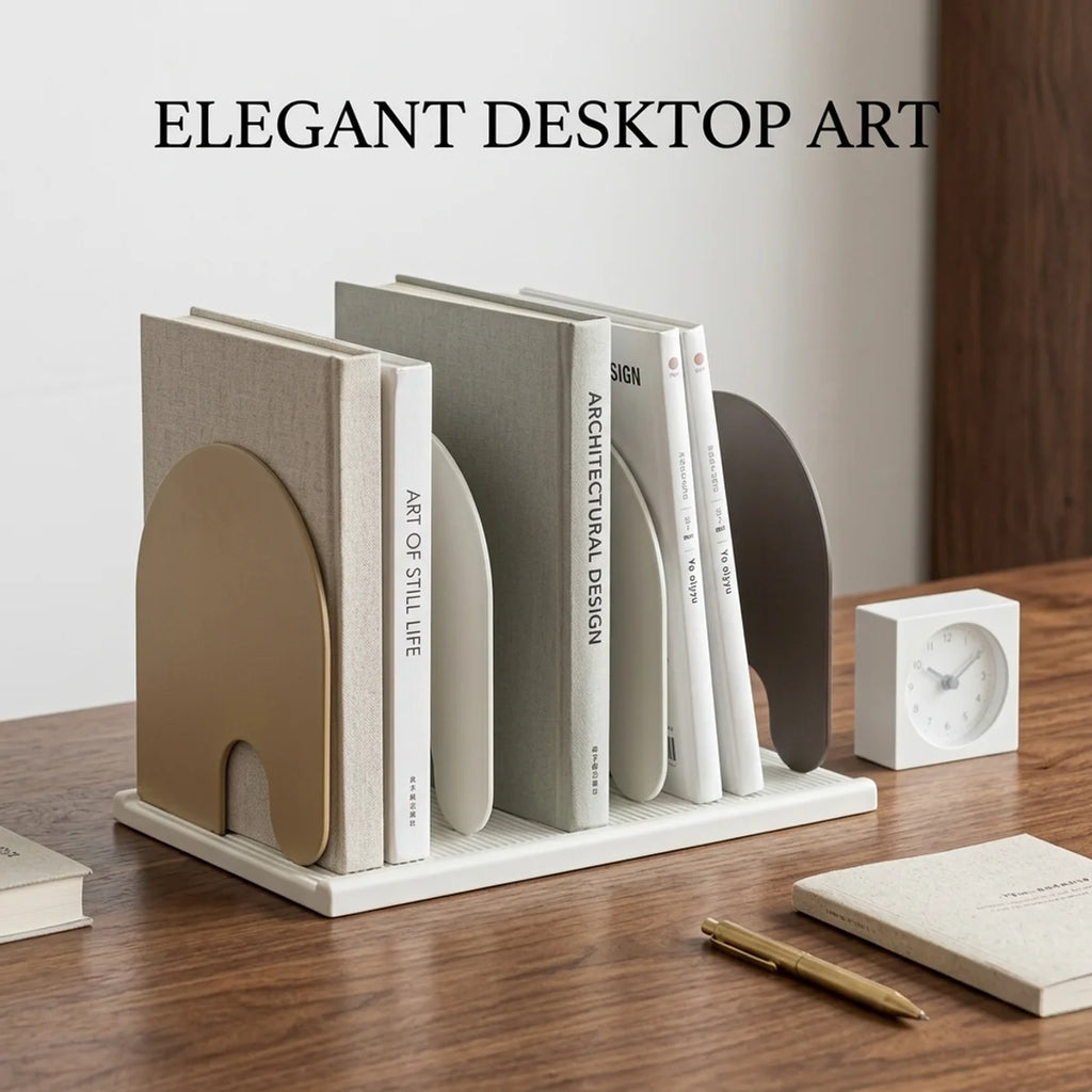 Metal Desktop Bookend,Anti-Slip Base & Smooth Rounded Edges,Matte Paint Finish,Sturdy Book Stopper for Home Office,Modern Design