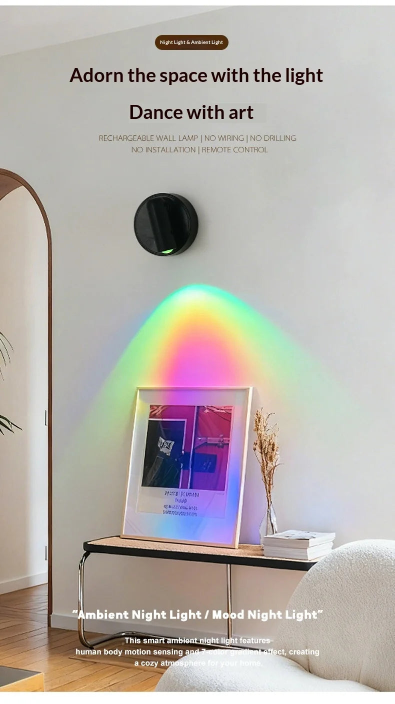 Wall Light LED light magnetic Spotlight Wireless USB Rechargeable No Punch Reading Light With Touch Switch Dimmable Bedside Lamp