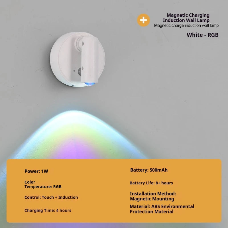 Magnetic Base USB Rechargeable LED Cordless Wall Light Touch Switch Dimmable Bedside Lamp For Reading  Atmosphere Light