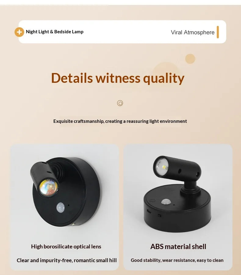 Wall Light LED light magnetic Spotlight Wireless USB Rechargeable No Punch Reading Light With Touch Switch Dimmable Bedside Lamp