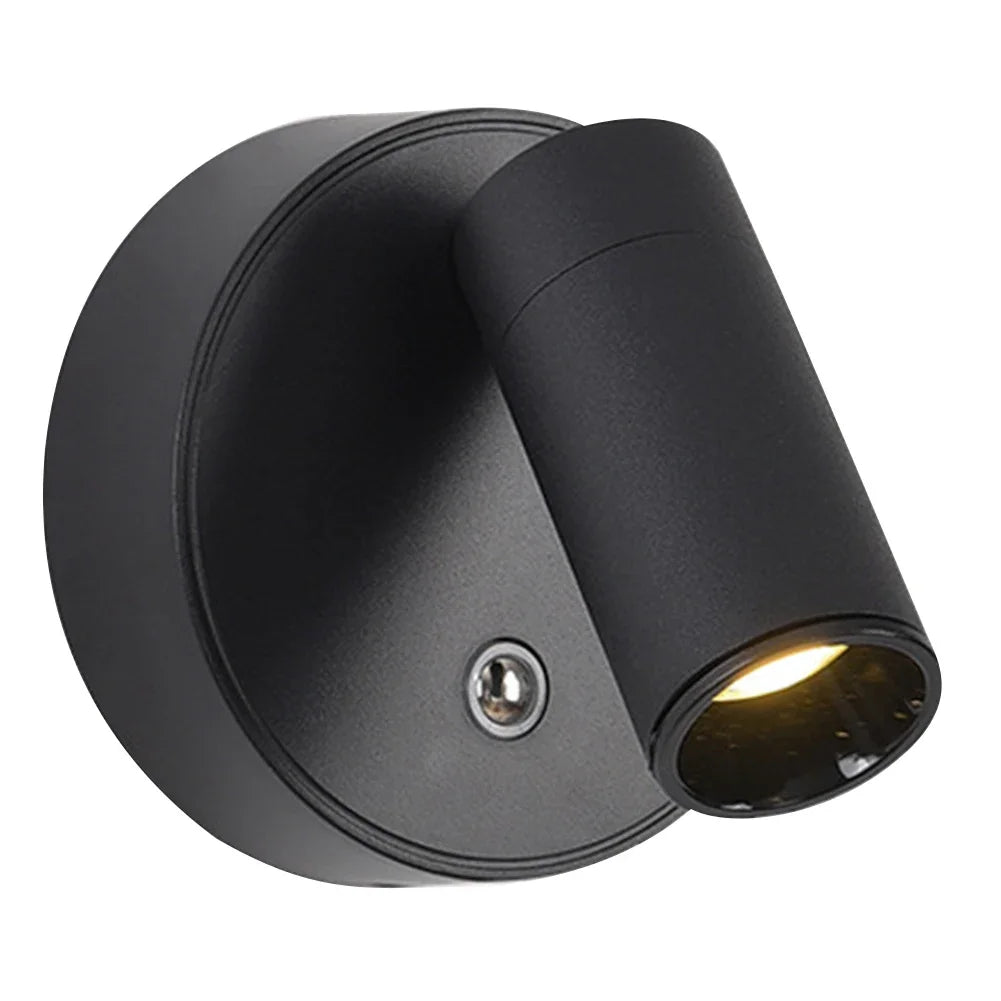 Mini Rechargeable Wall Light Black White Simple Three Color Adjustable Bedroom Bathroom Doorway LED Wireless Magnetic Spotlight