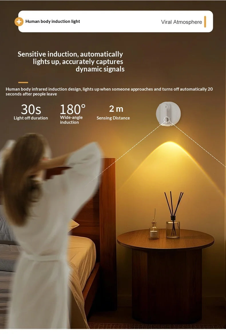 Wall Light LED light magnetic Spotlight Wireless USB Rechargeable No Punch Reading Light With Touch Switch Dimmable Bedside Lamp